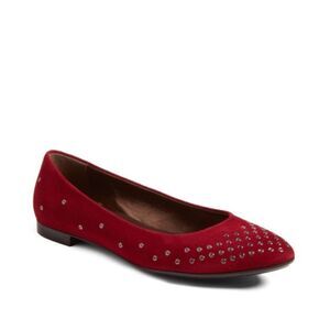 Attilio Giusti Loembruni Red Leather Flats Ballet Grommets Size 39 1/2